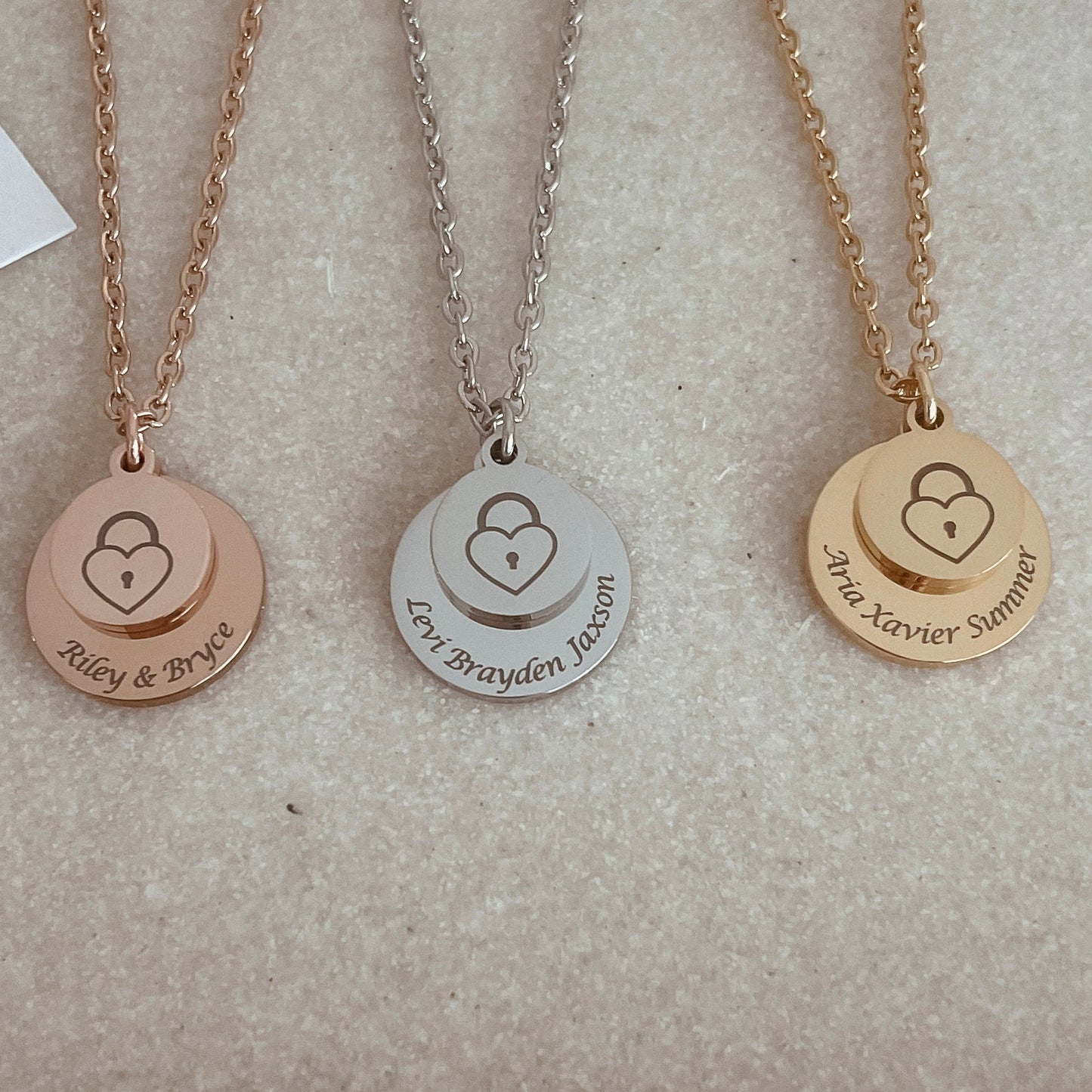 Layered padlock heart necklace