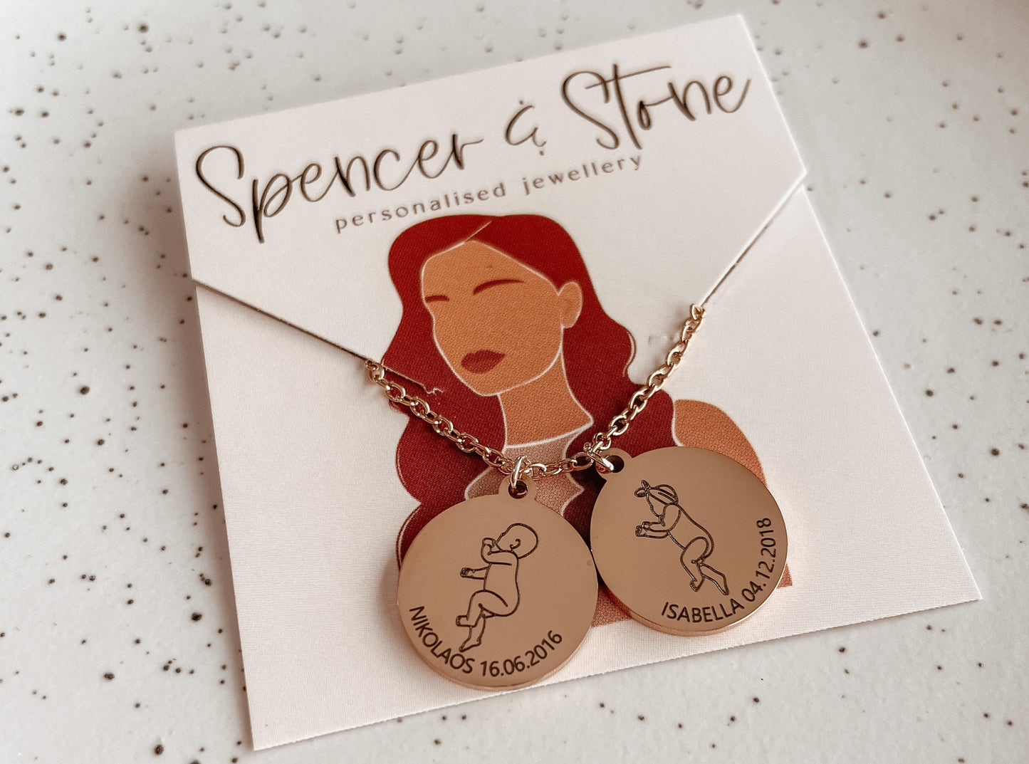 Baby illustration necklace