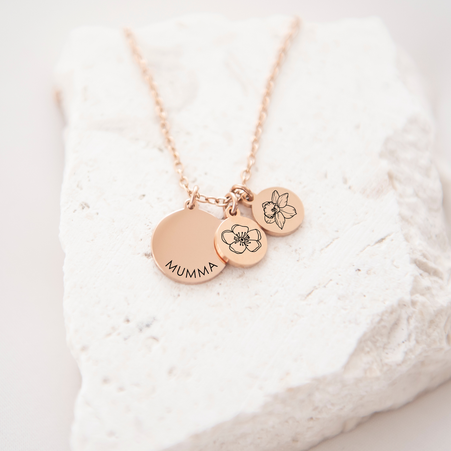 Birth flower stacked necklace