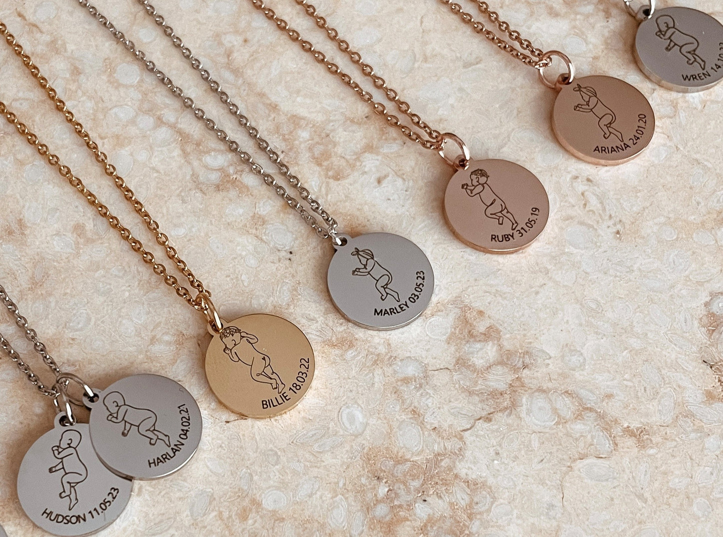 Baby illustration necklace