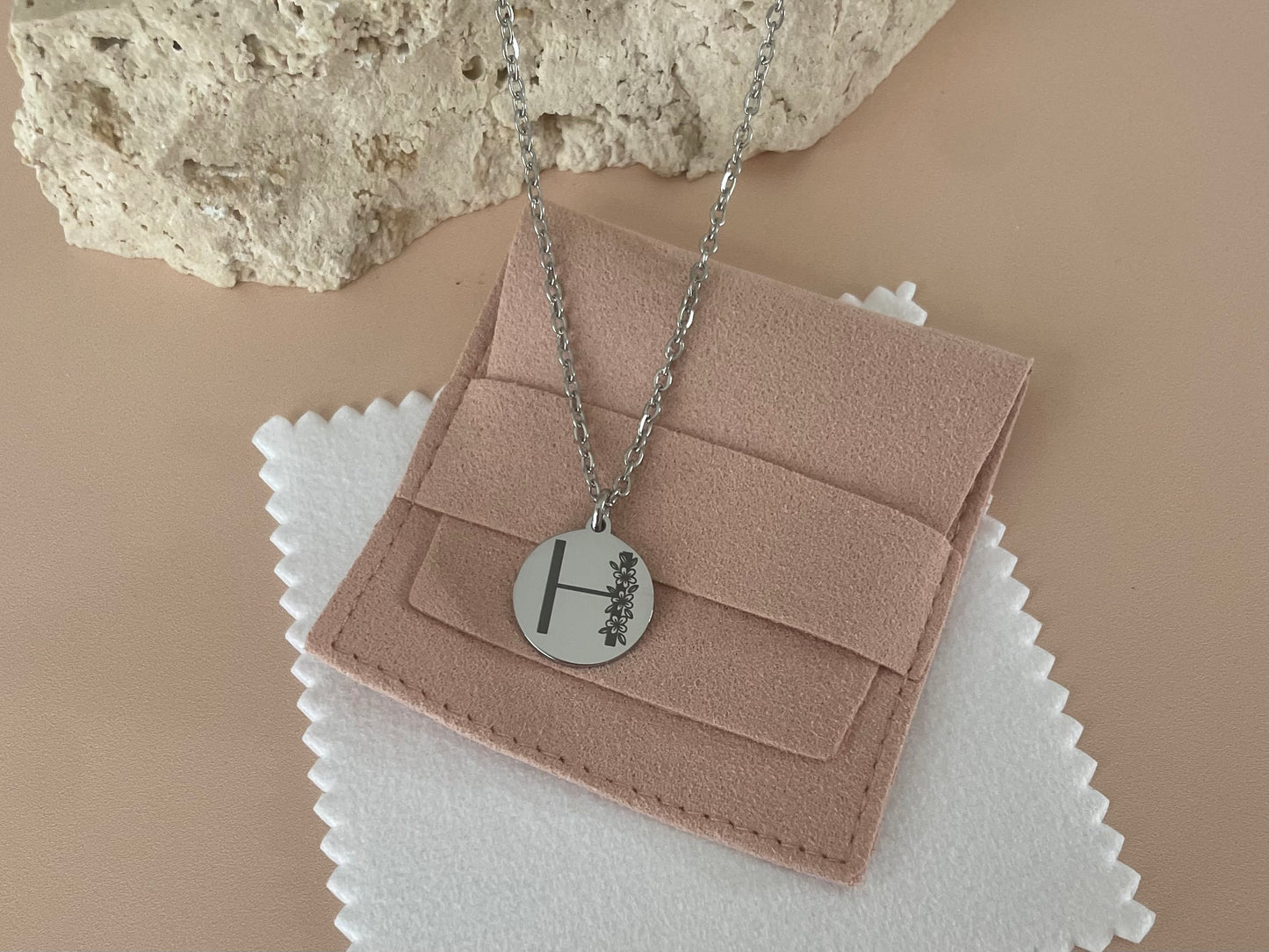 Floral monogram necklace