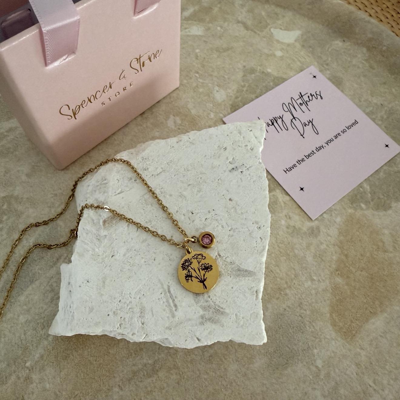 Combined family birth flower bouquet necklace