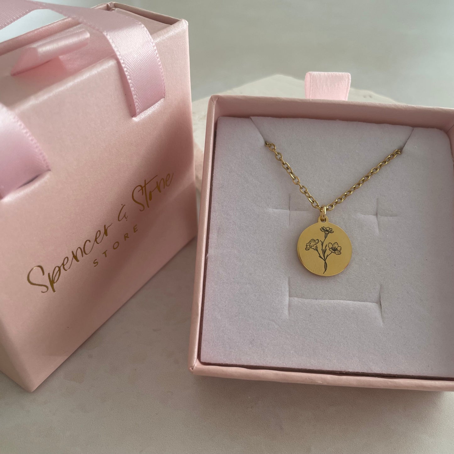 Combined family birth flower bouquet necklace