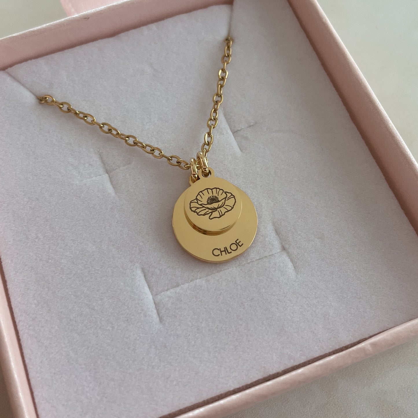 Birth flower stacked necklace