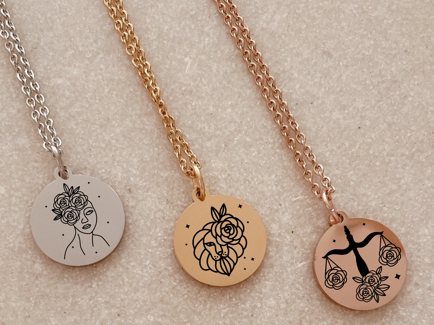 Rose zodiac necklace