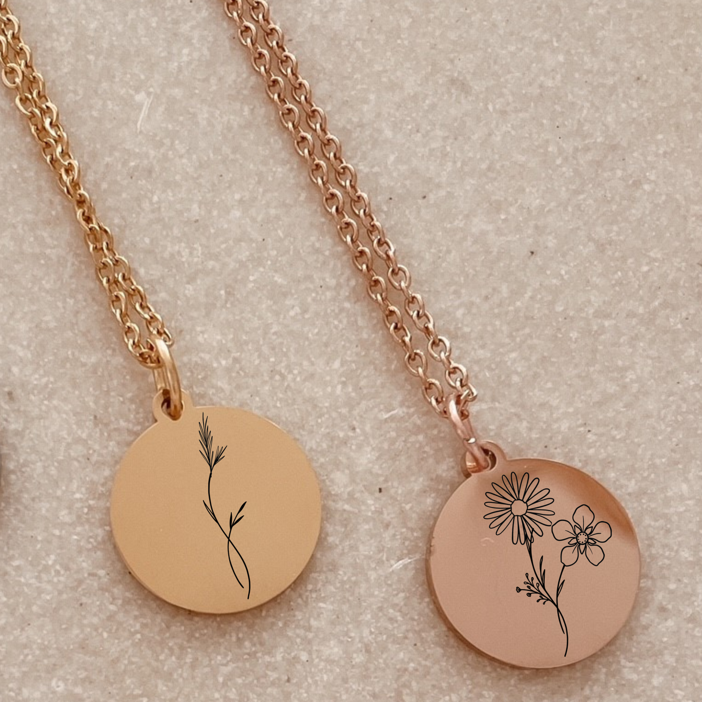 Native Australian combined family birth flower necklace