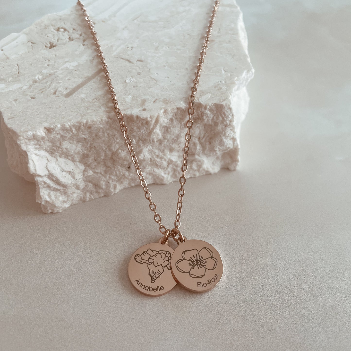 Family birth flower necklace