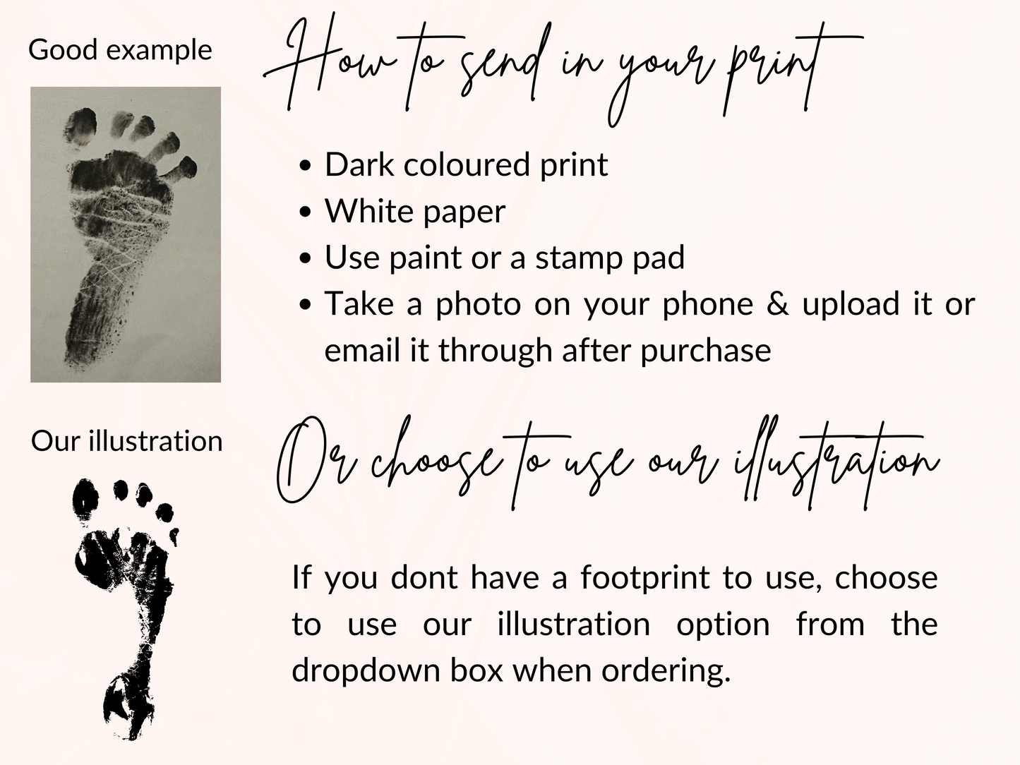 Footprint necklace (upload actual footprints or use our illustration)