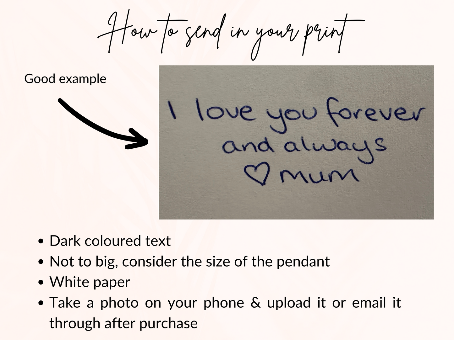 Handwriting necklace (upload actual handwritten note)