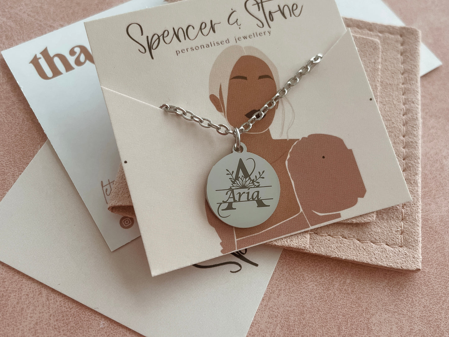 Sunflower split monogram necklace