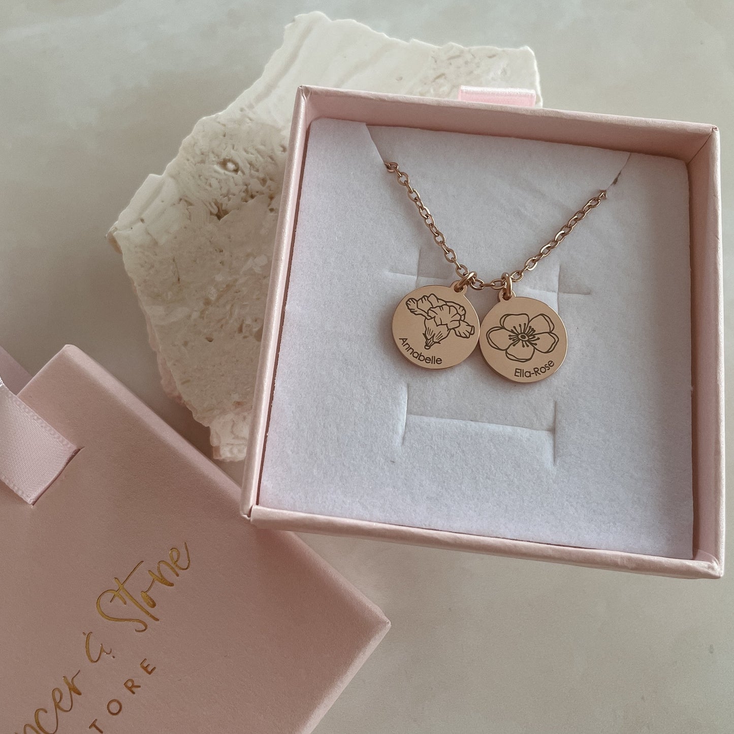 Family birth flower necklace