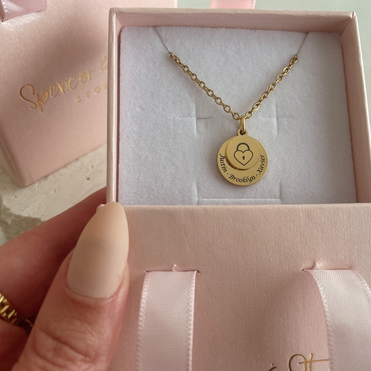 Layered padlock heart necklace