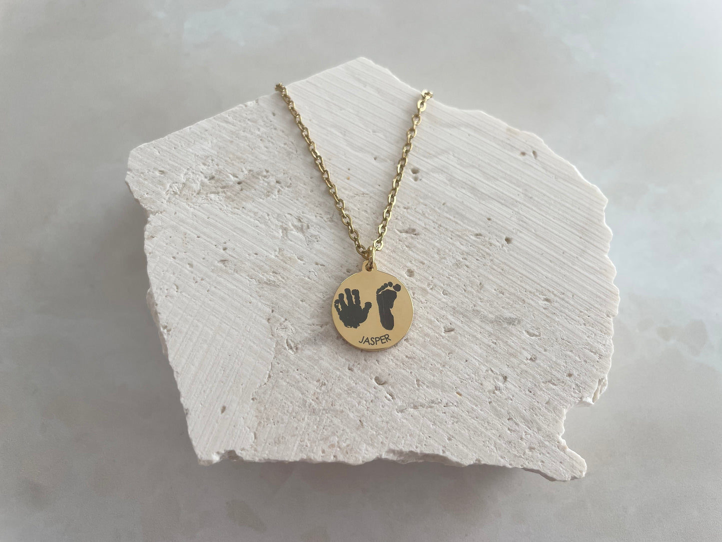 Hand & footprint necklace (upload actual prints or use our illustration)