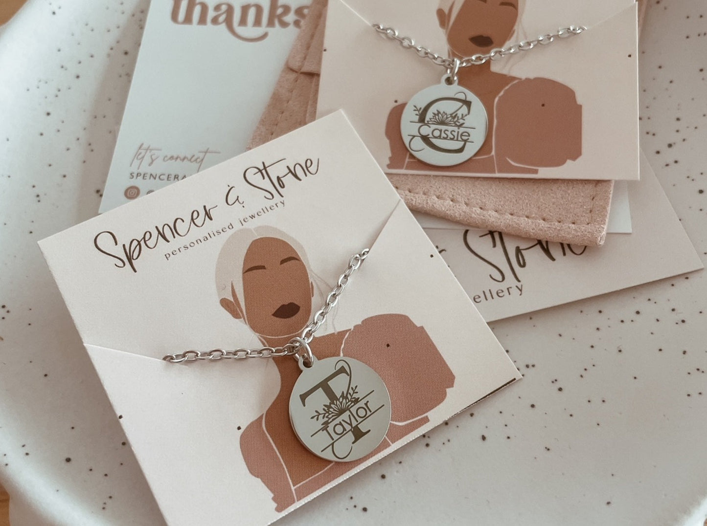 Sunflower split monogram necklace