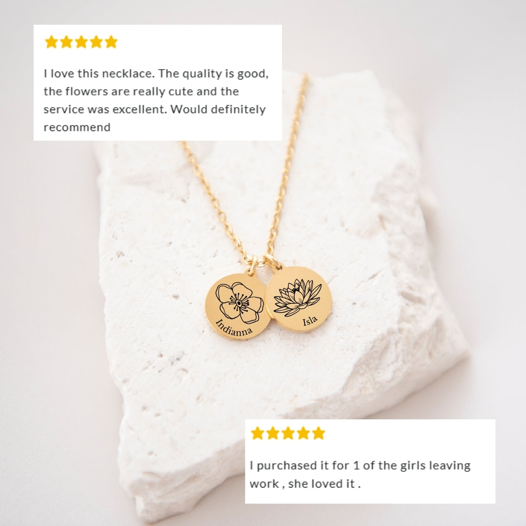 Family birth flower necklace