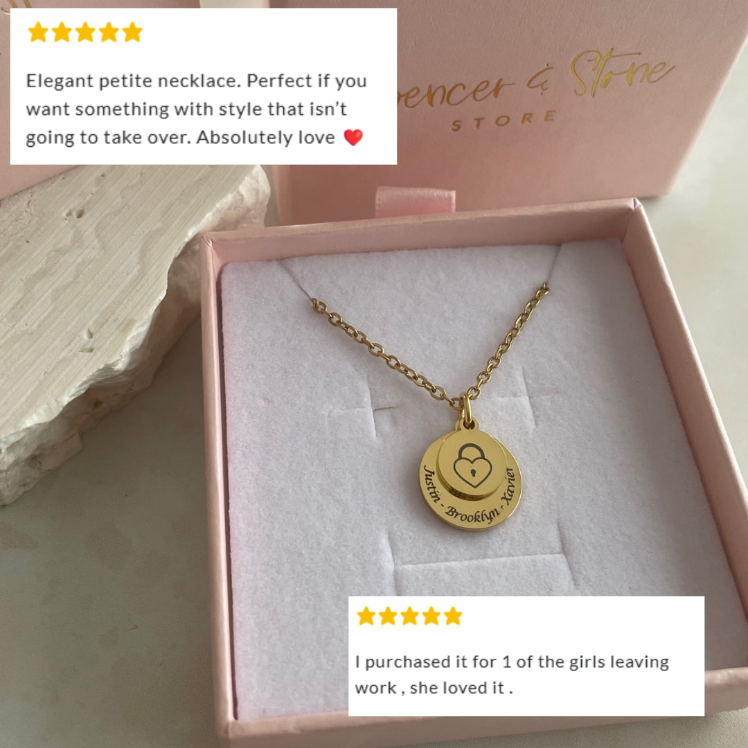 Layered padlock heart necklace