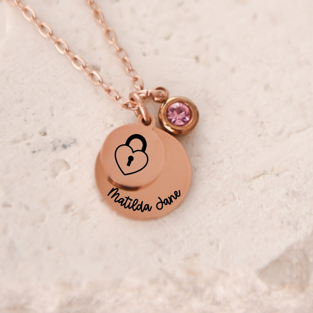 Layered padlock heart necklace