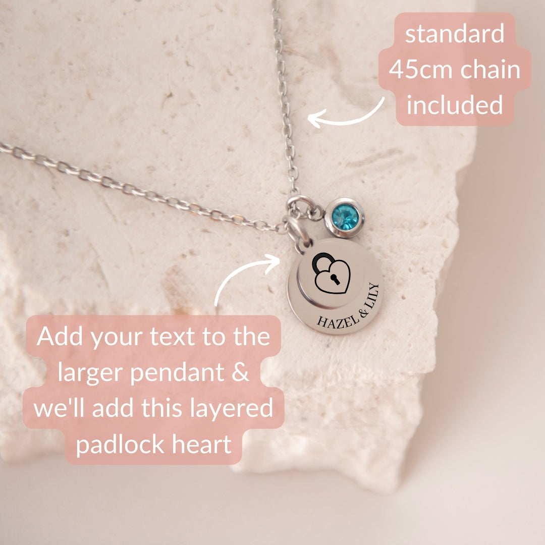 Layered padlock heart necklace