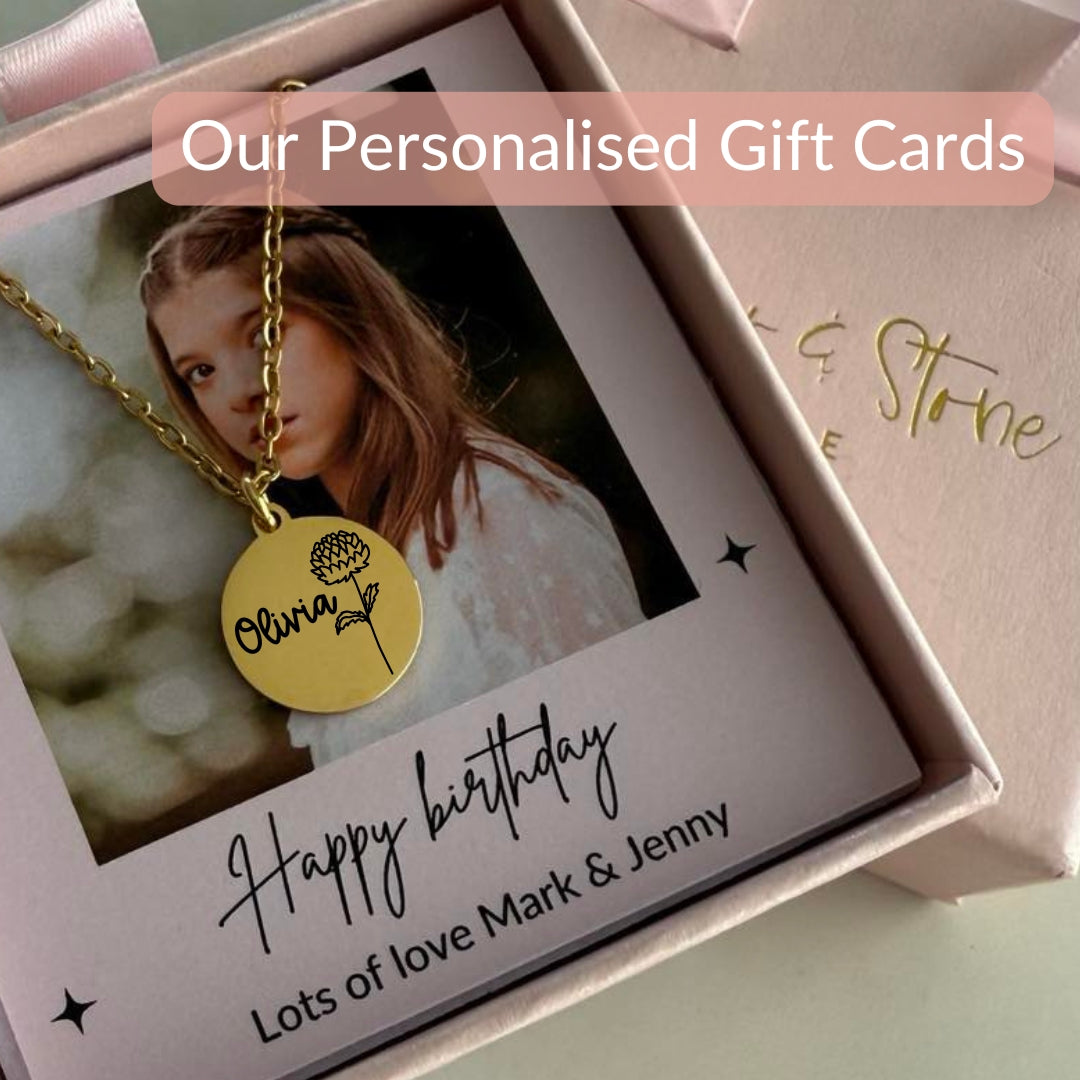 Birth flower and name necklace