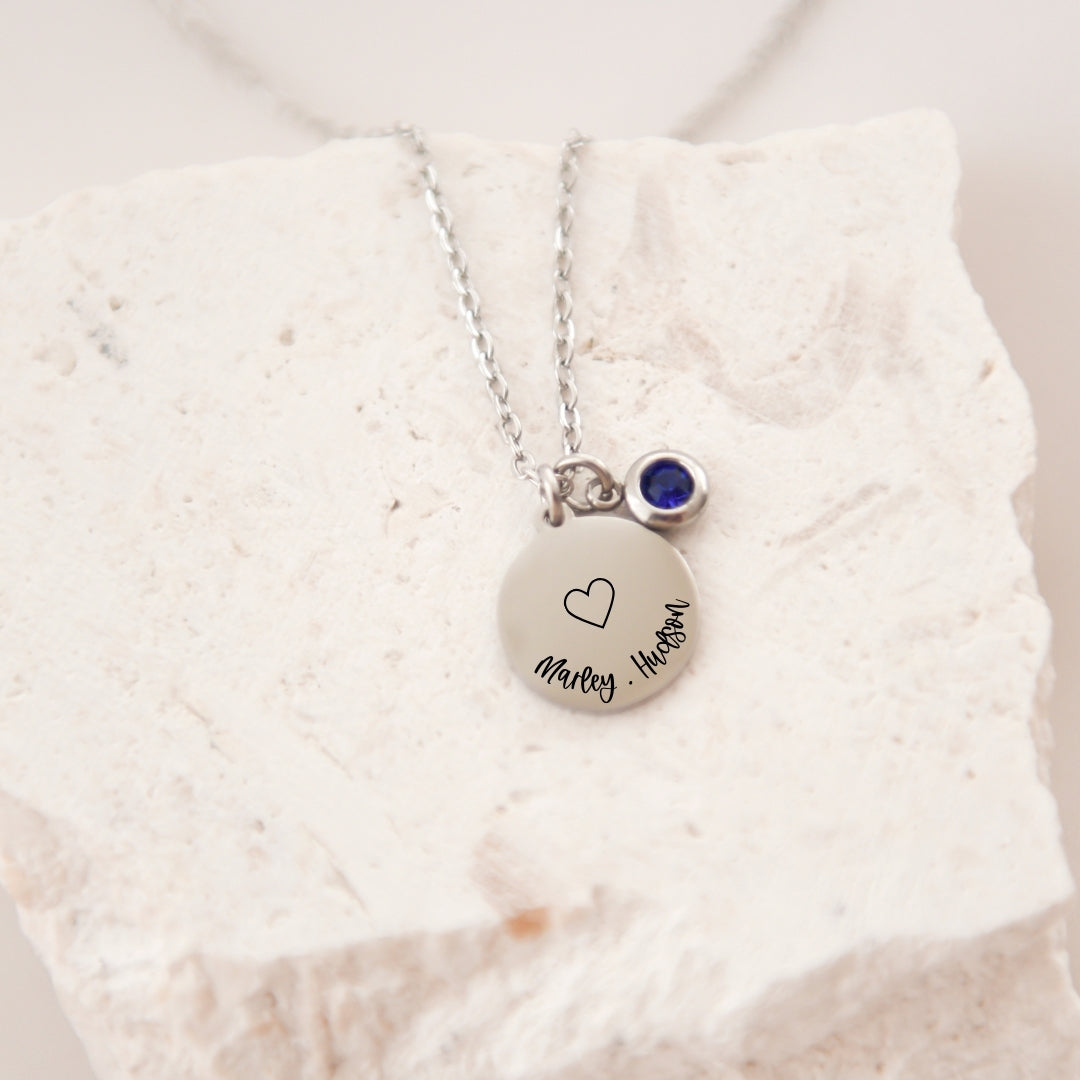 Family heart necklace