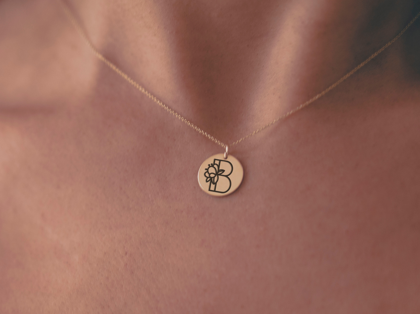 Floral monogram necklace