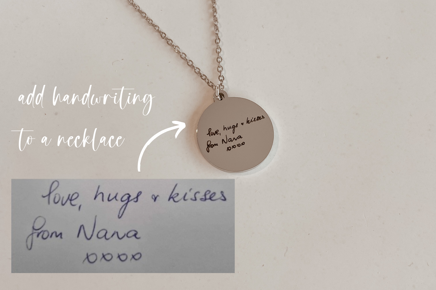 Handwriting necklace (upload actual handwritten note)
