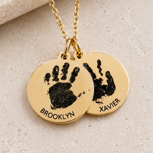 Handprint necklace (upload actual handprints or use our illustration)