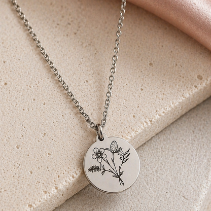 Native Australian combined family birth flower necklace