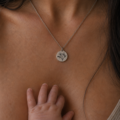 Native Australian combined family birth flower necklace