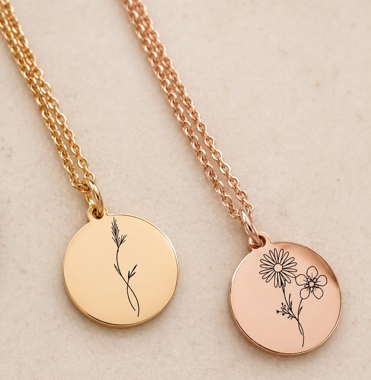 Native Australian combined family birth flower necklace