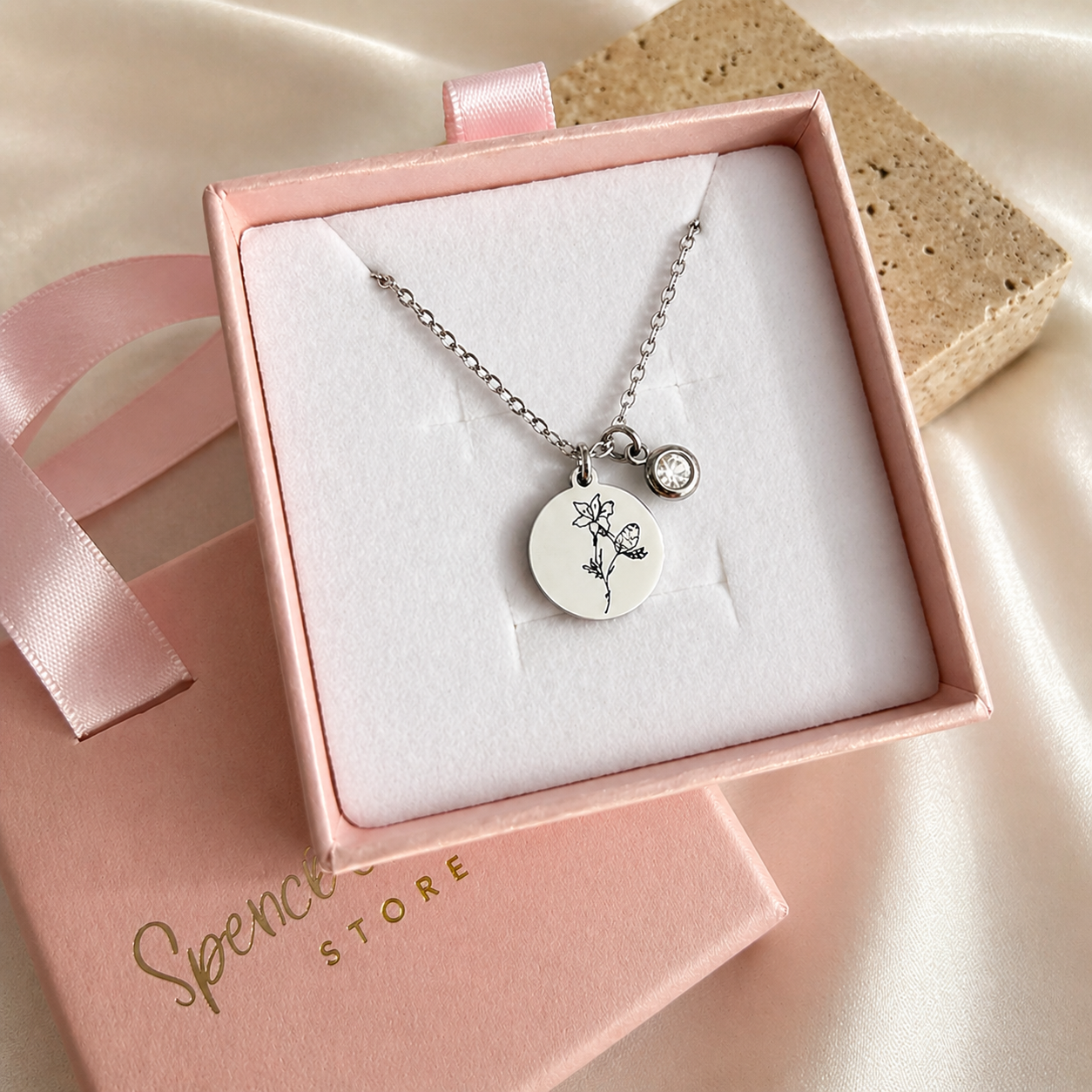 Native Australian combined family birth flower necklace