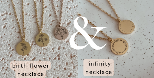 BUNDLE - Combined birth flower necklace AND Infinity necklace