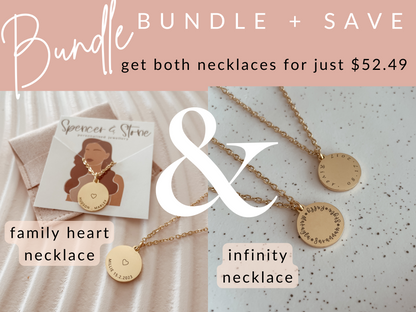 BUNDLE - Family heart necklace AND Infinity necklace
