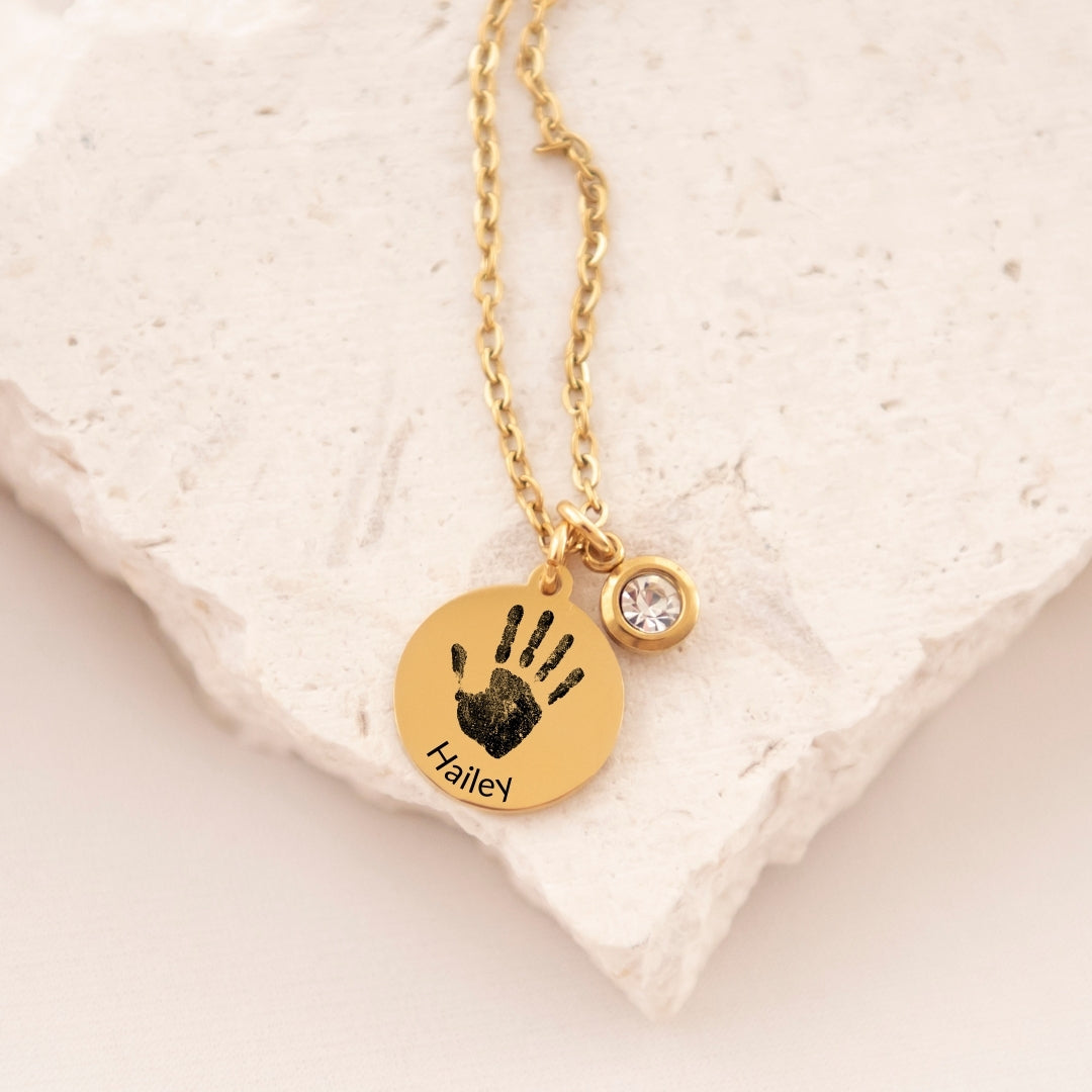 Handprint necklace (upload actual handprints or use our illustration)
