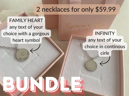 BUNDLE - Family heart necklace AND Infinity necklace