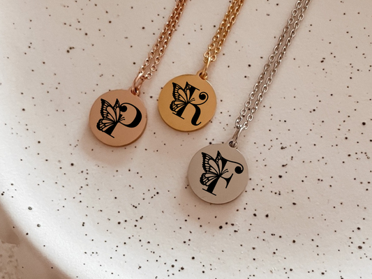 Butterfly monogram necklace