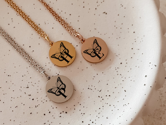 Butterfly monogram necklace