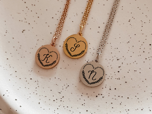 Heart monogram necklace