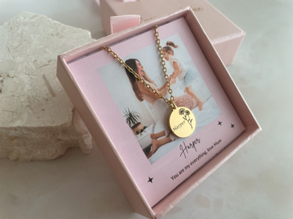 Birth flower and name necklace