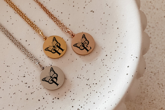 Butterfly monogram necklace