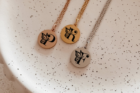 Butterfly monogram necklace